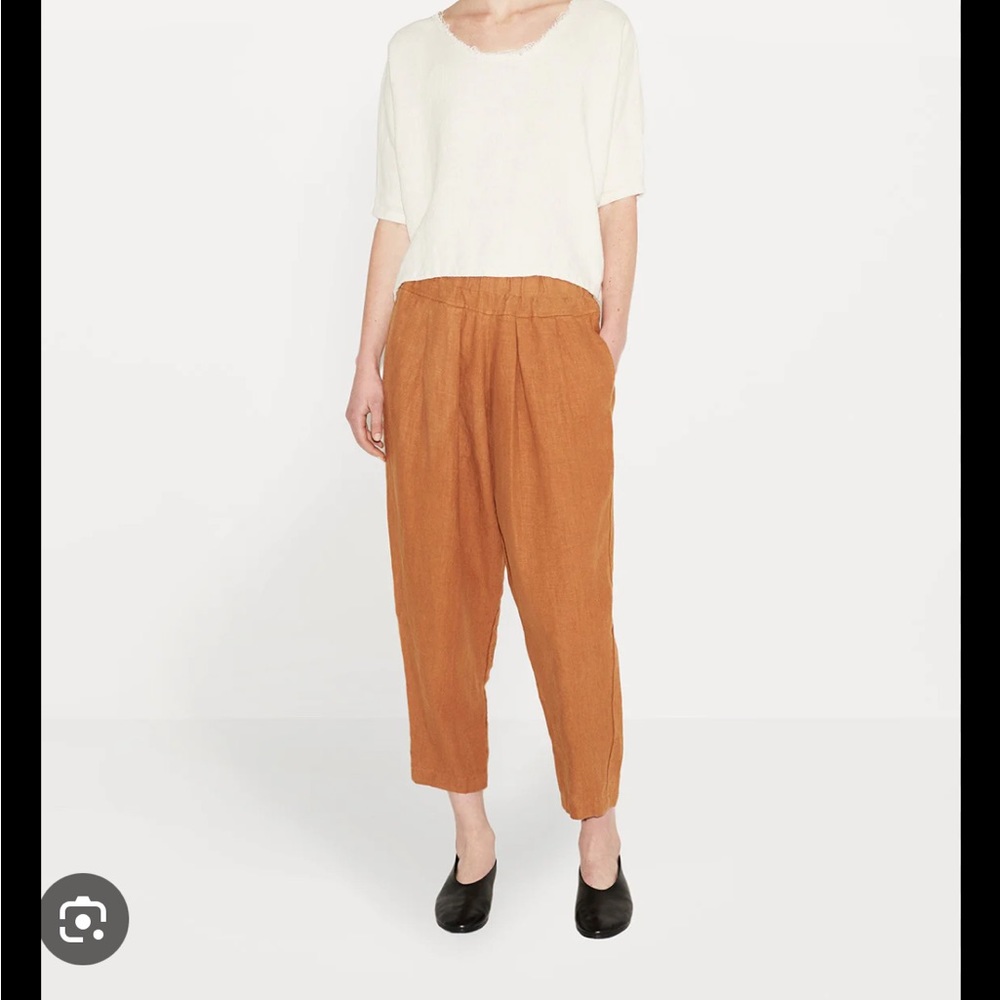 Black Crane Linen Carpenter Pants